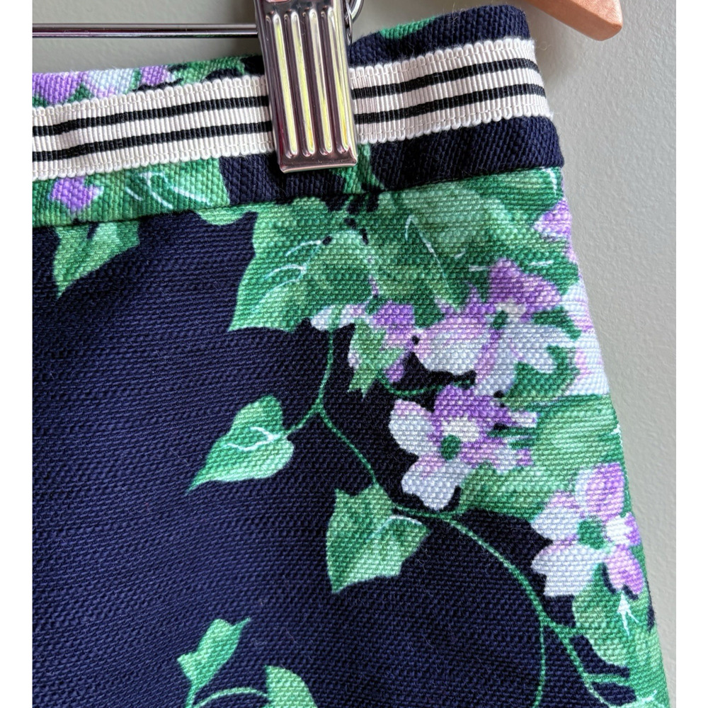 TALBOTS Floral Pencil Skirt Navy Purple Office Career Cottagecore Modest Size 10 - Picture 5 of 11